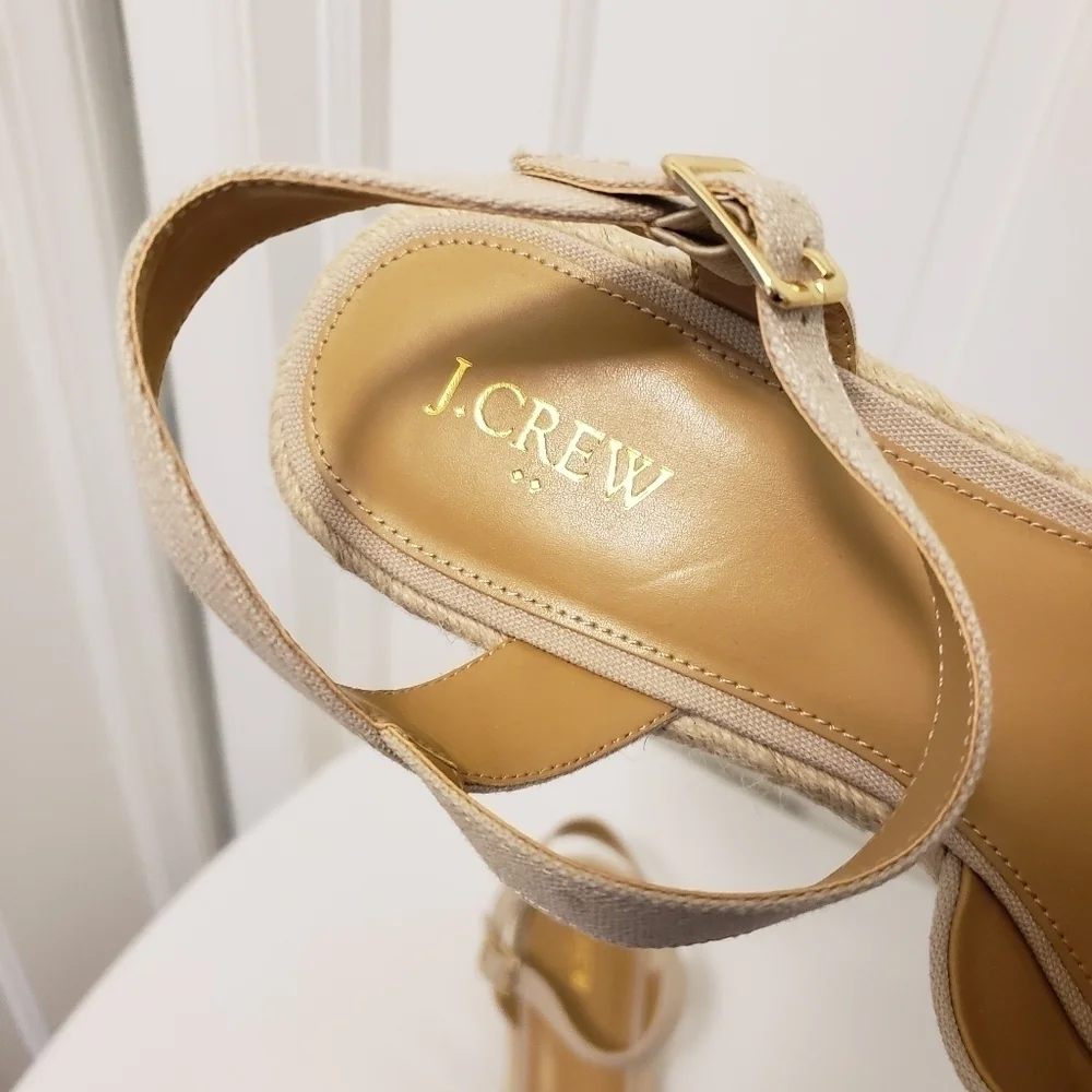 EC J. Crew Beige Platform Espadrille Crisscross Sandals Size 9.5